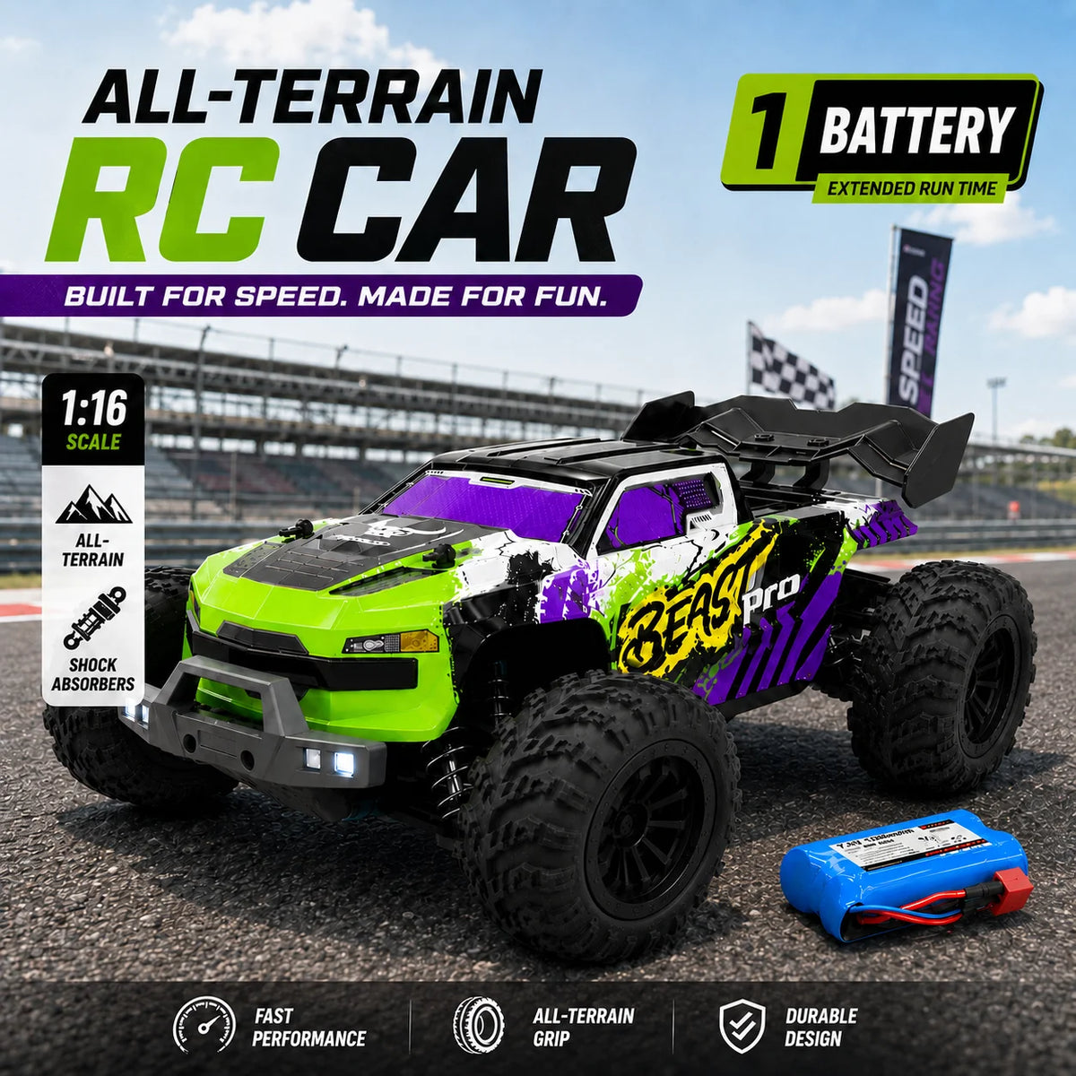 ZNLYRION 1 to 16 Scale RC Buggy 4WD Off Road Racing Truck SG116MAX PRO