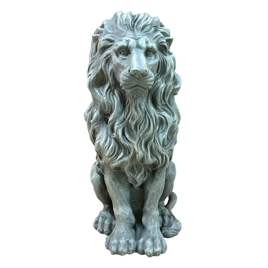 Sitting Lion Statue Outdoor Garden Decor, Weatherproof Magnesium Oxide Lion Sculpture, Freeze Resistant Lawn Ornament for Patio & Yard