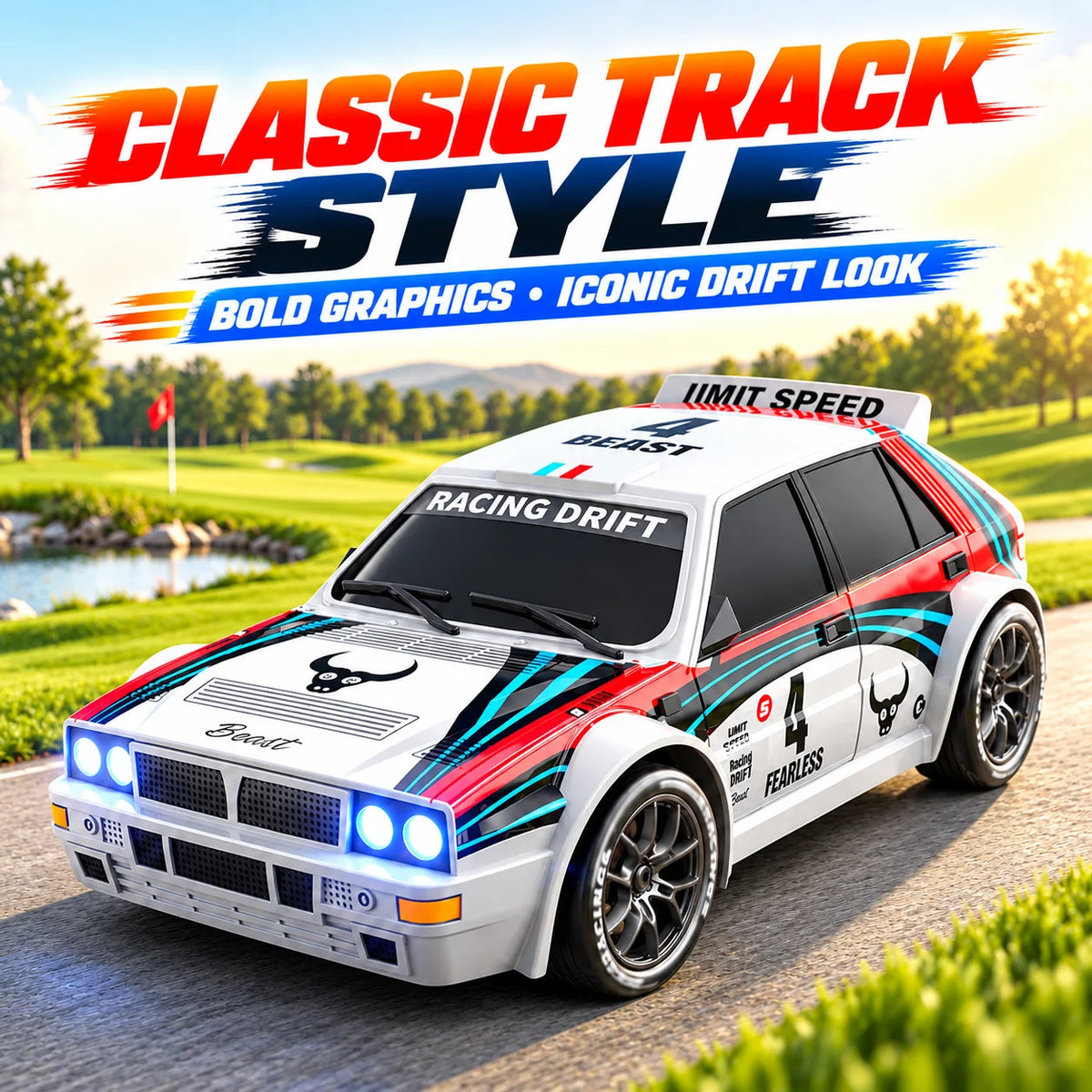 1 24 Scale 4WD RC Drift Car With LED Headlights And Spare Tires