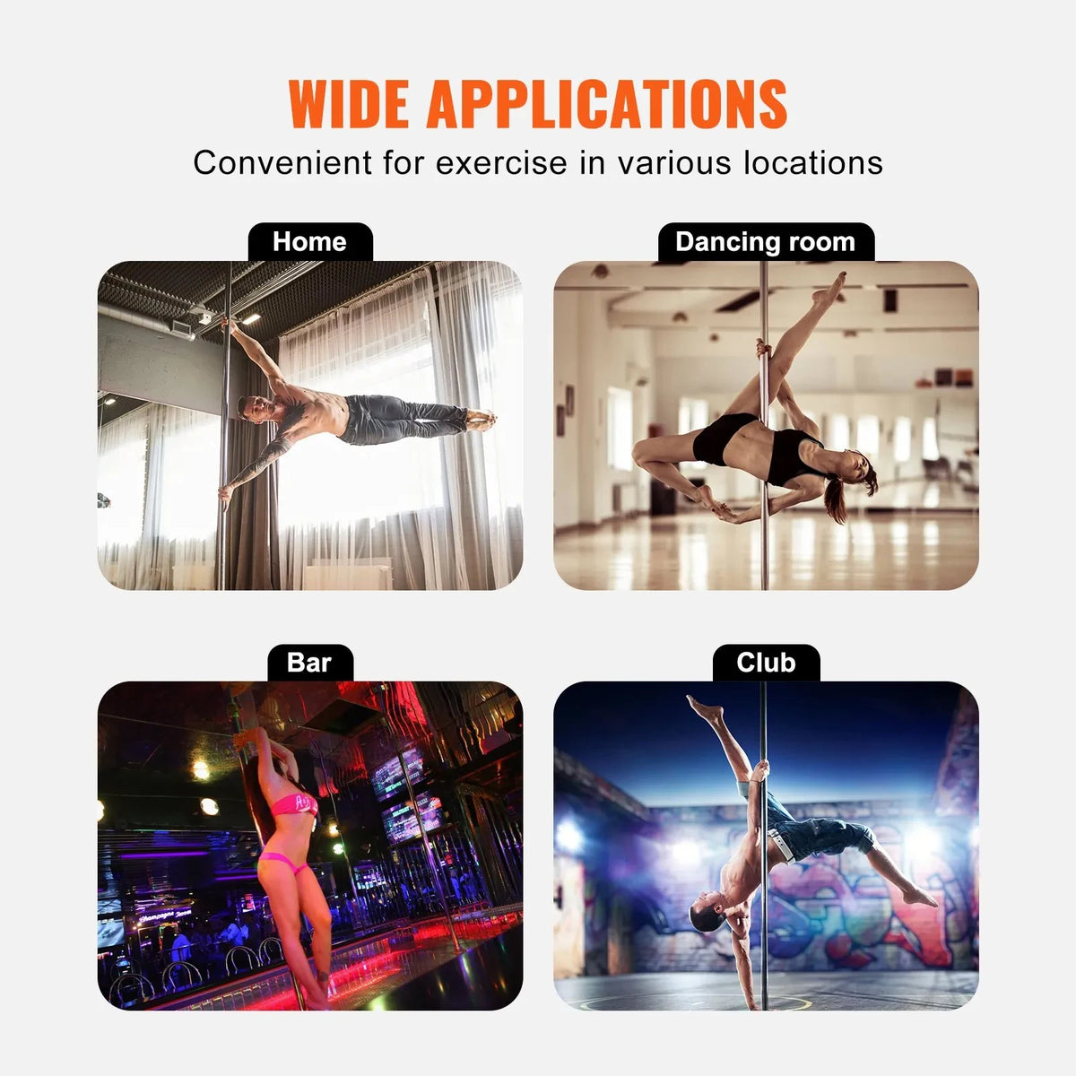 Adjustable Stainless Steel Spinning and Static Dance Pole Kit for Fitness