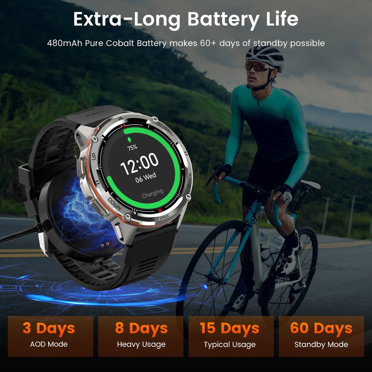 KOSPET TANK T3 Ultra GPS AMOLED Rugged Smartwatch for Men