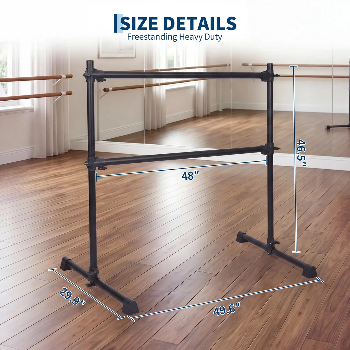 Adjustable 4 Foot Freestanding Ballet Barre for Dance Pilates and Stretching