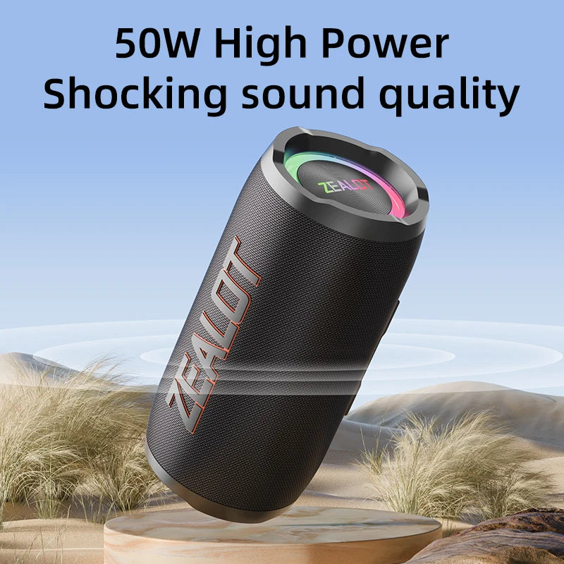 ZEALOT S76 50W Portable Bluetooth Speaker Waterproof IPX6 Outdoor Bass Speaker