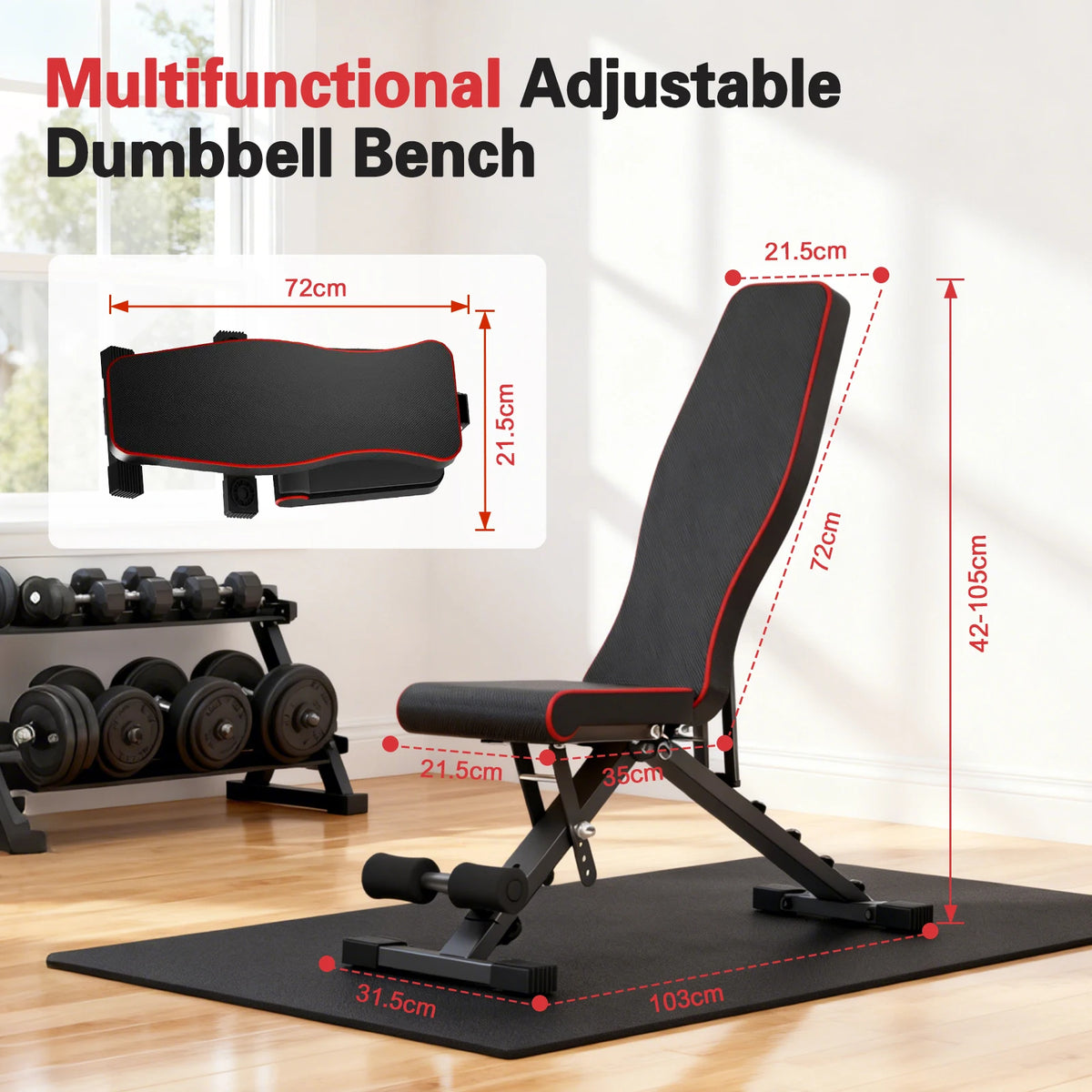 Adjustable Foldable Weight Bench 660 Lb Capacity 6 Position Backrest