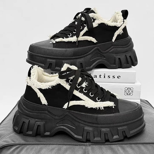 Mens High Top Canvas Platform Sneakers Non Slip Casual Shoes