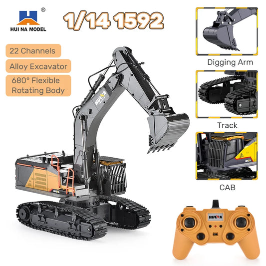 HUINA 1592 1:14 Scale RC Excavator 22 Channel Remote Control Crawler