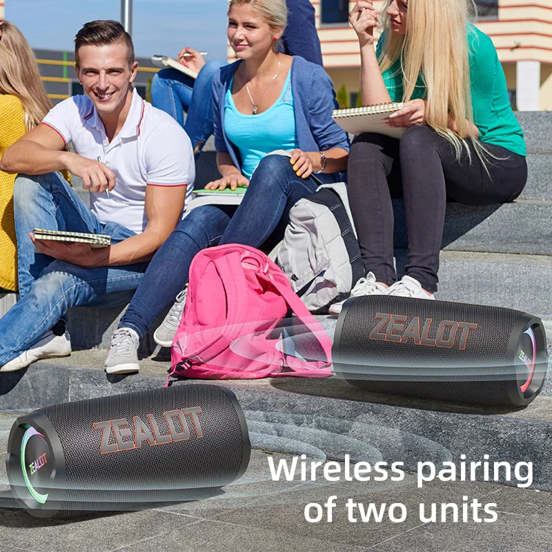 ZEALOT S76 50W Portable Bluetooth Speaker Waterproof IPX6 Outdoor Bass Speaker