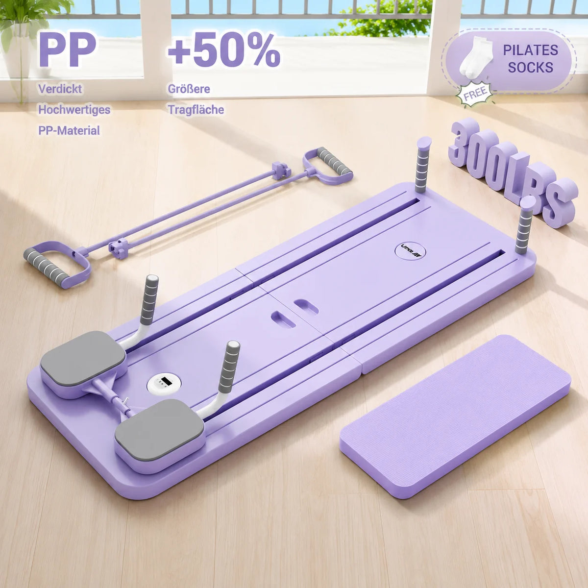 Foldable Pilates Board With Timer Resistance Tubes And Yoga Mat