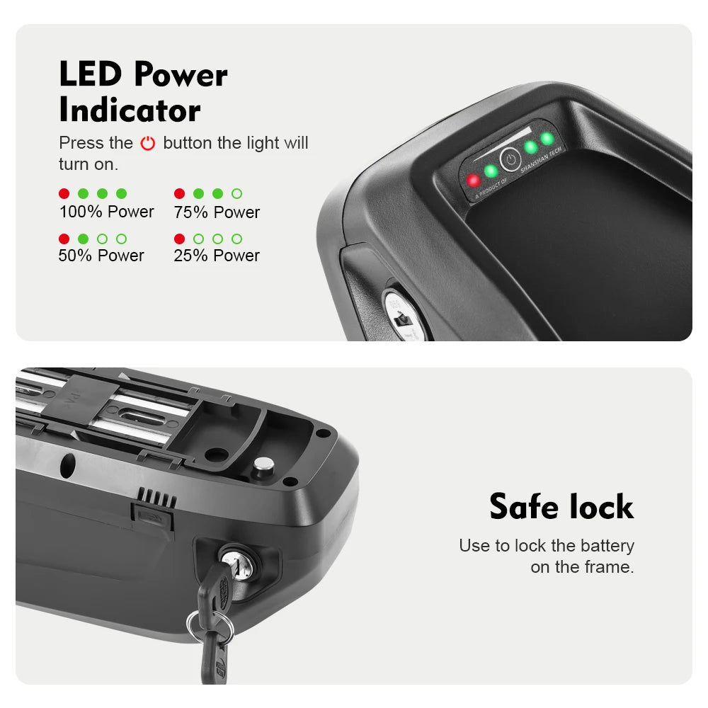 YOSE POWER 48V 15Ah Hailong Ebike Battery 4Prongs 48V Electric Bicycle Lithium Batteries for 500W 750W 1000W Electric Bike