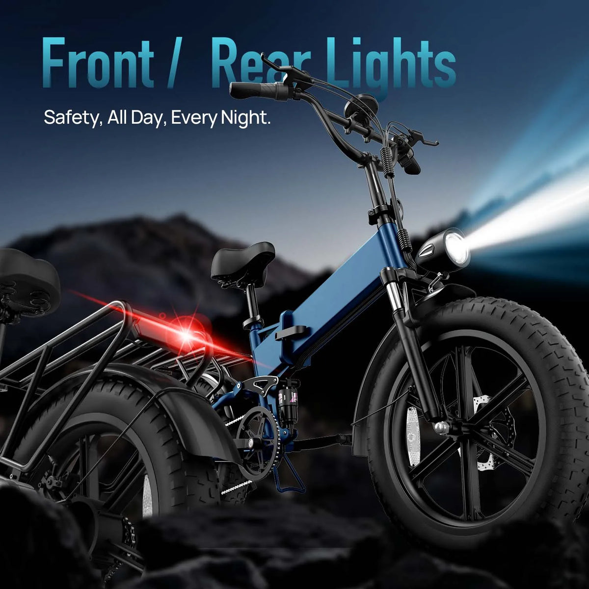 URLIFE T5 Foldable Electric Bike 20 Inch Fat Tire E-Bike for All Terrain 48V Removable Battery Long Range 80Miles Full Suspension Adult Electric Mountain Bike