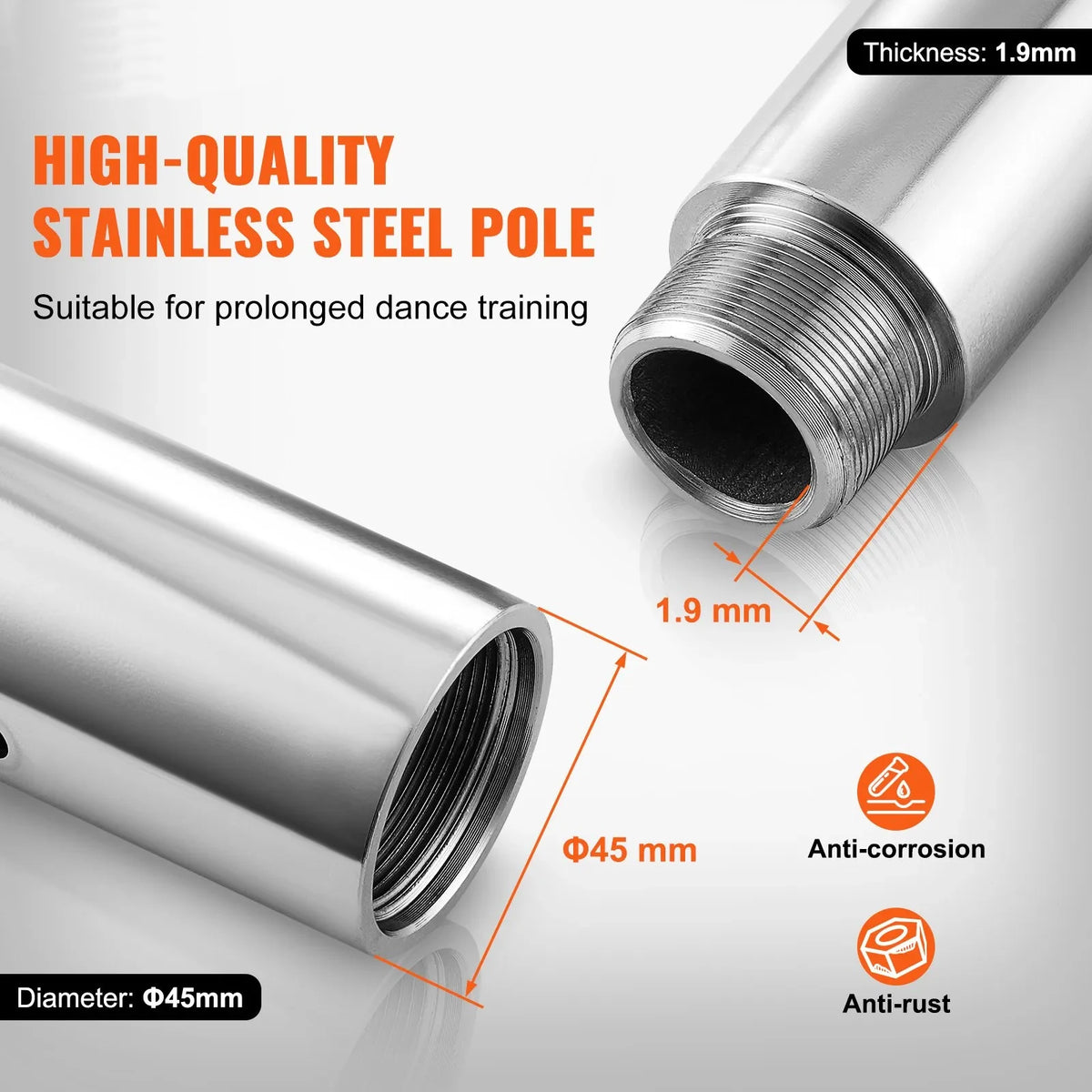 Adjustable Stainless Steel Spinning and Static Dance Pole Kit for Fitness