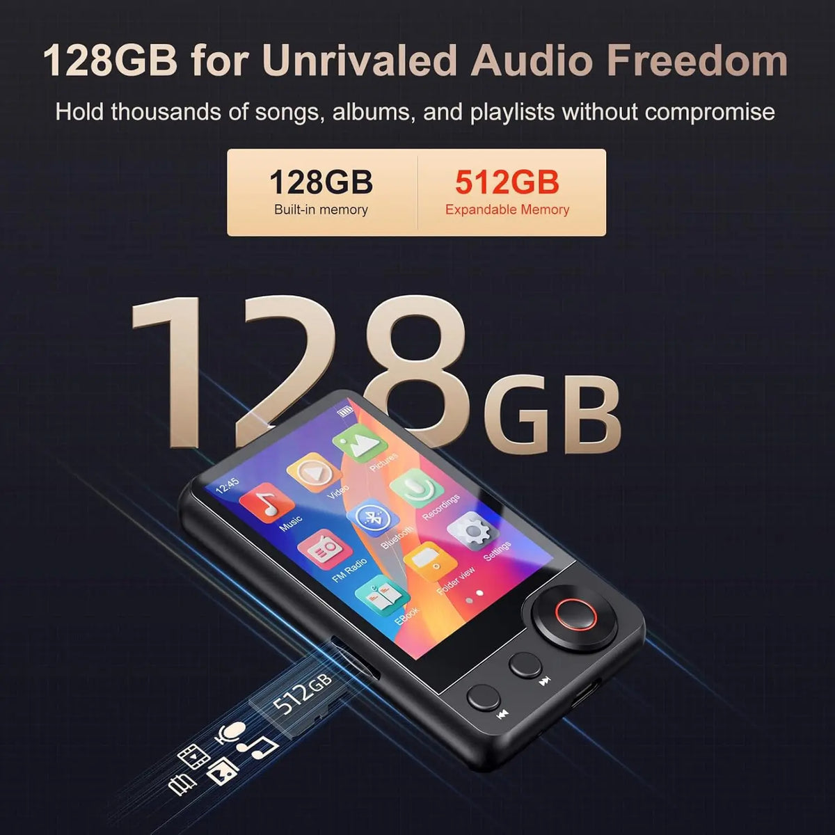 MECHEN Bluetooth 5.3 MP3 Player with HD Speakers and FM Radio
