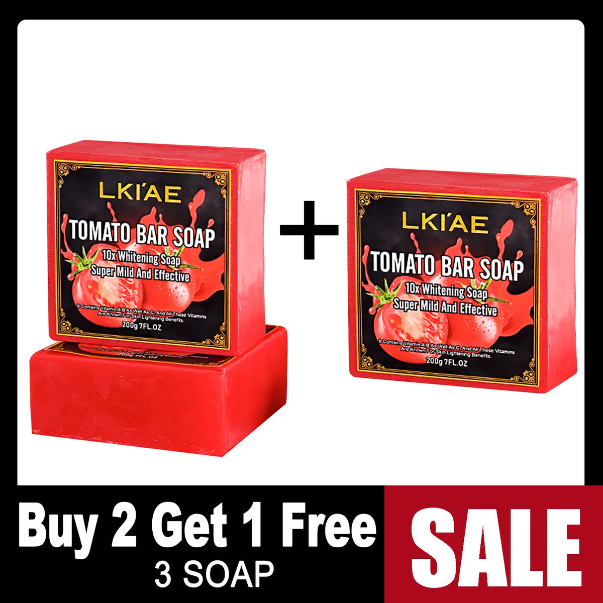 LKIAE Organic Fruit Tomato Whitening Soap, Lightening, Reduce Dark, Black Spots, Even Skin Tone, Clean Skin, Exfoliation, 200g