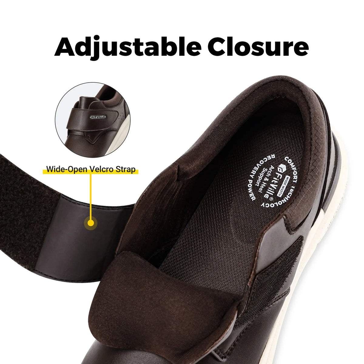 Mens Wide Leather Diabetic Orthopedic Slip On Shoes Non Slip Lightweight