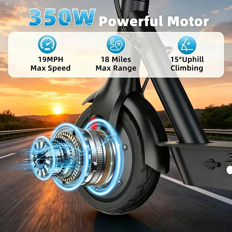 Adult Electric Scooter 8.5" Honeycomb Solid Tire Fast Charging LED Light Portable Folding E-Scooter for City Travel