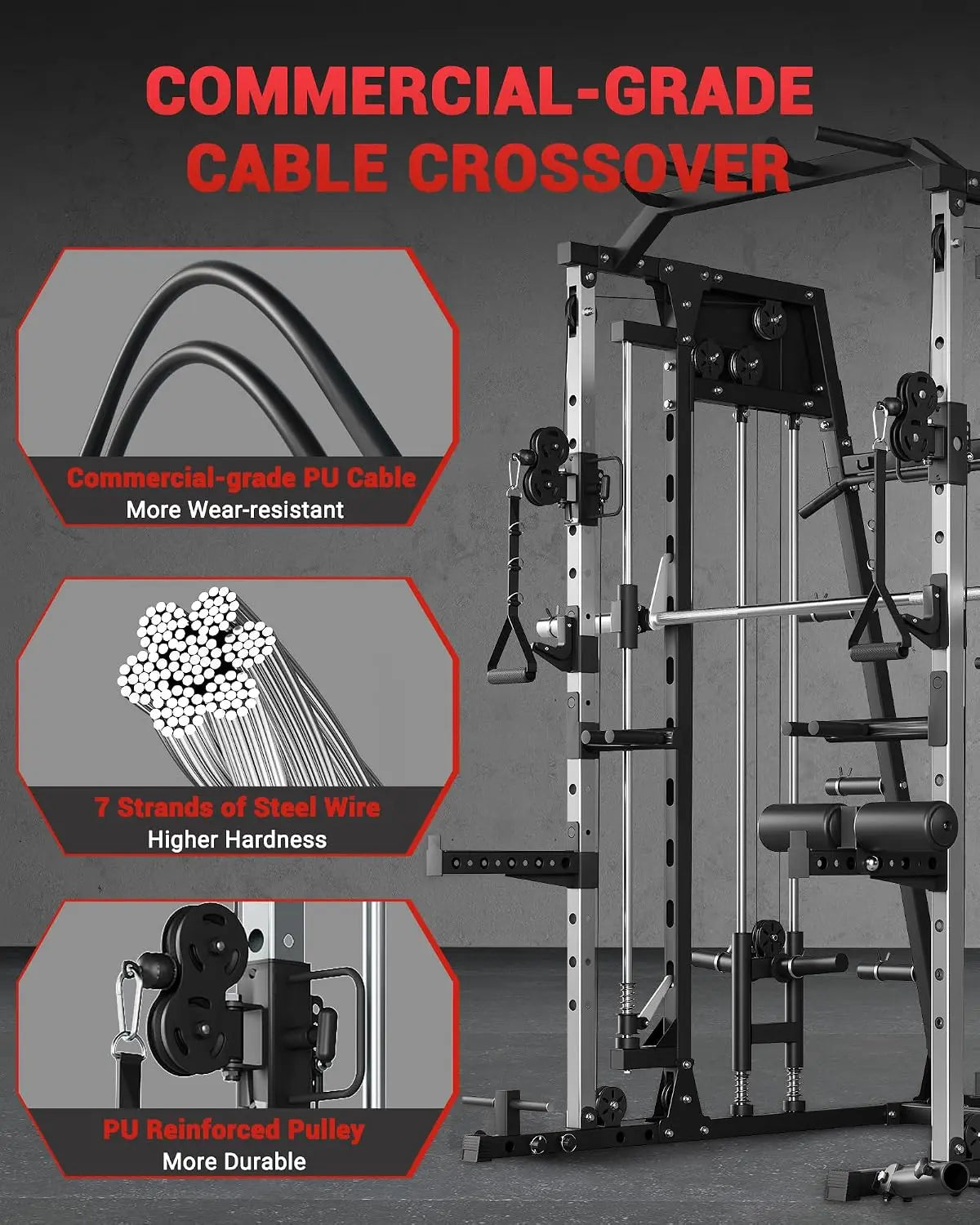 2,200 LBS All-in-One Smith Machine Home Gym, Squat Rack & Power Cage