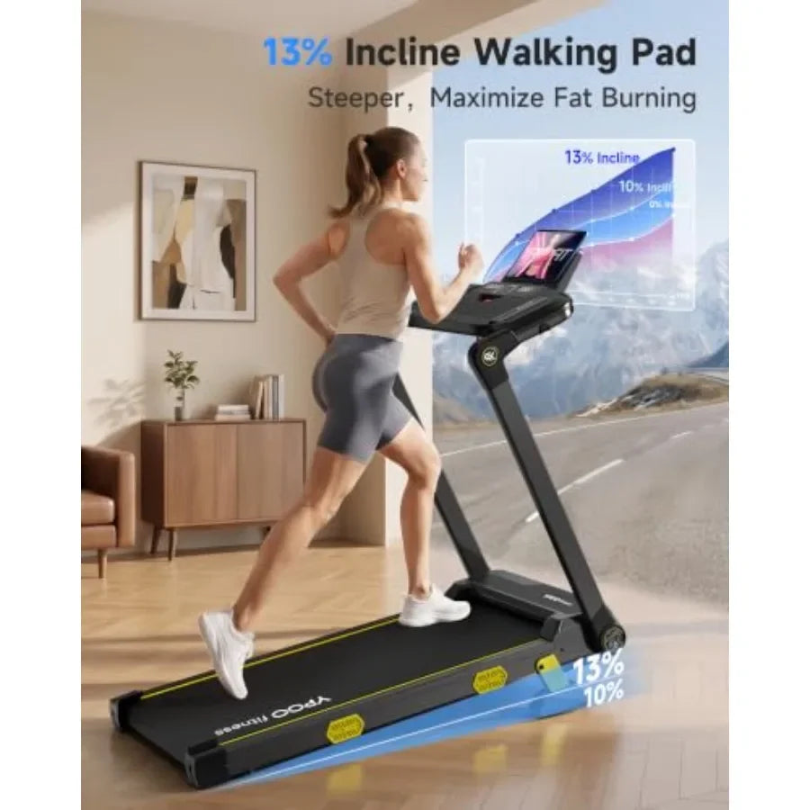 Under Desk Treadmill with 13 Level Incline, Quiet Motor, RGB Lights
