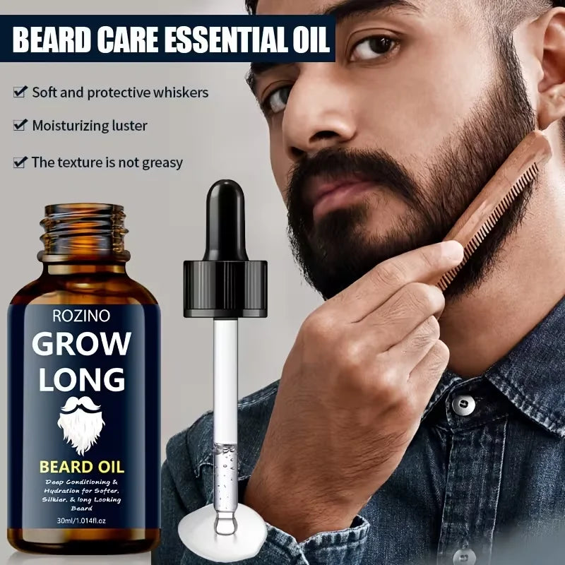 ROZINO - 1.01oz Natural Beard Oil For Men : Infused With Glycerin & Jojoba Oil To Soften, Moisturize, Condition, And Strengthen Beard Hair While Boosting Natural Shine. Easy To Apply-the Perfect Gift For Men And A Must-have H