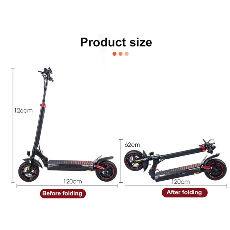 WildStride T4Pro Electric Scooter Adults 900W Peak Motor 48V 15Ah Battery 25-38 Miles Long Range 25MPH Max Speed 10" Off-Road Tires Foldable Dual Suspension LED Headlight Heavy Duty All Terrain E-Scooter for City Commute 25°