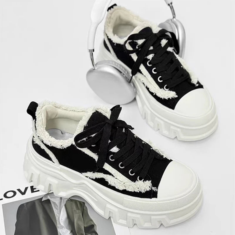 Mens High Top Canvas Platform Sneakers Non Slip Casual Shoes