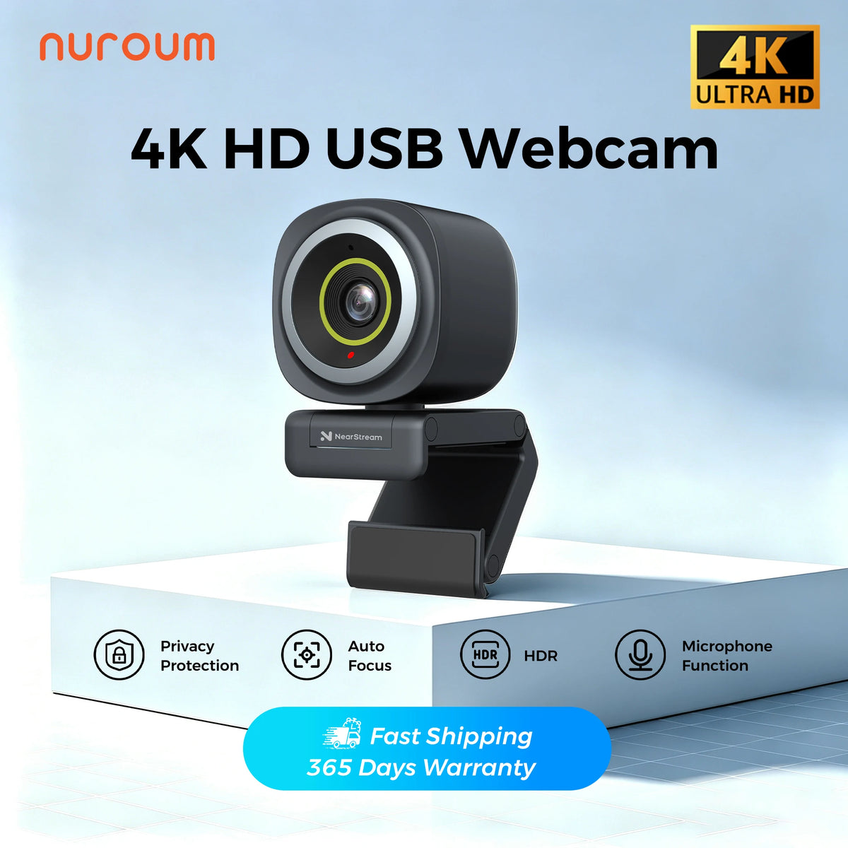 NearStream V08AF 4K USB C Webcam With AI Auto Framing and Autofocus