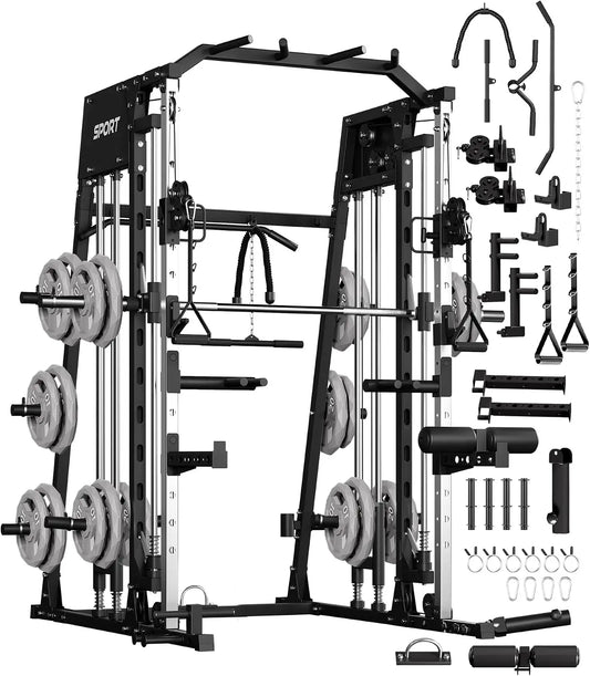 2,200 LBS All-in-One Smith Machine Home Gym, Squat Rack & Power Cage