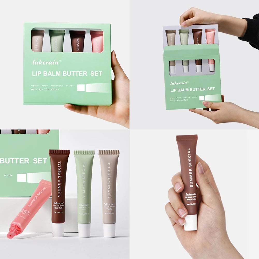 Lip Balm Set Lip Gross 4 Pack 1Kit Deep Moisturizing Lip Glaze Smoothing Color Lips Oil Long Lasting Nourishing Lips Care