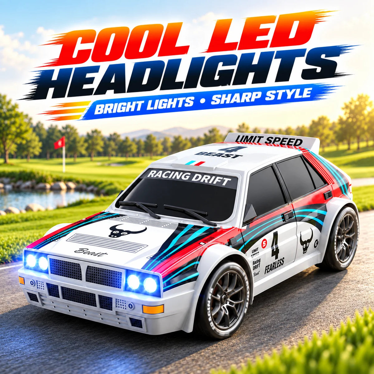 1 24 Scale 4WD RC Drift Car With LED Headlights And Spare Tires