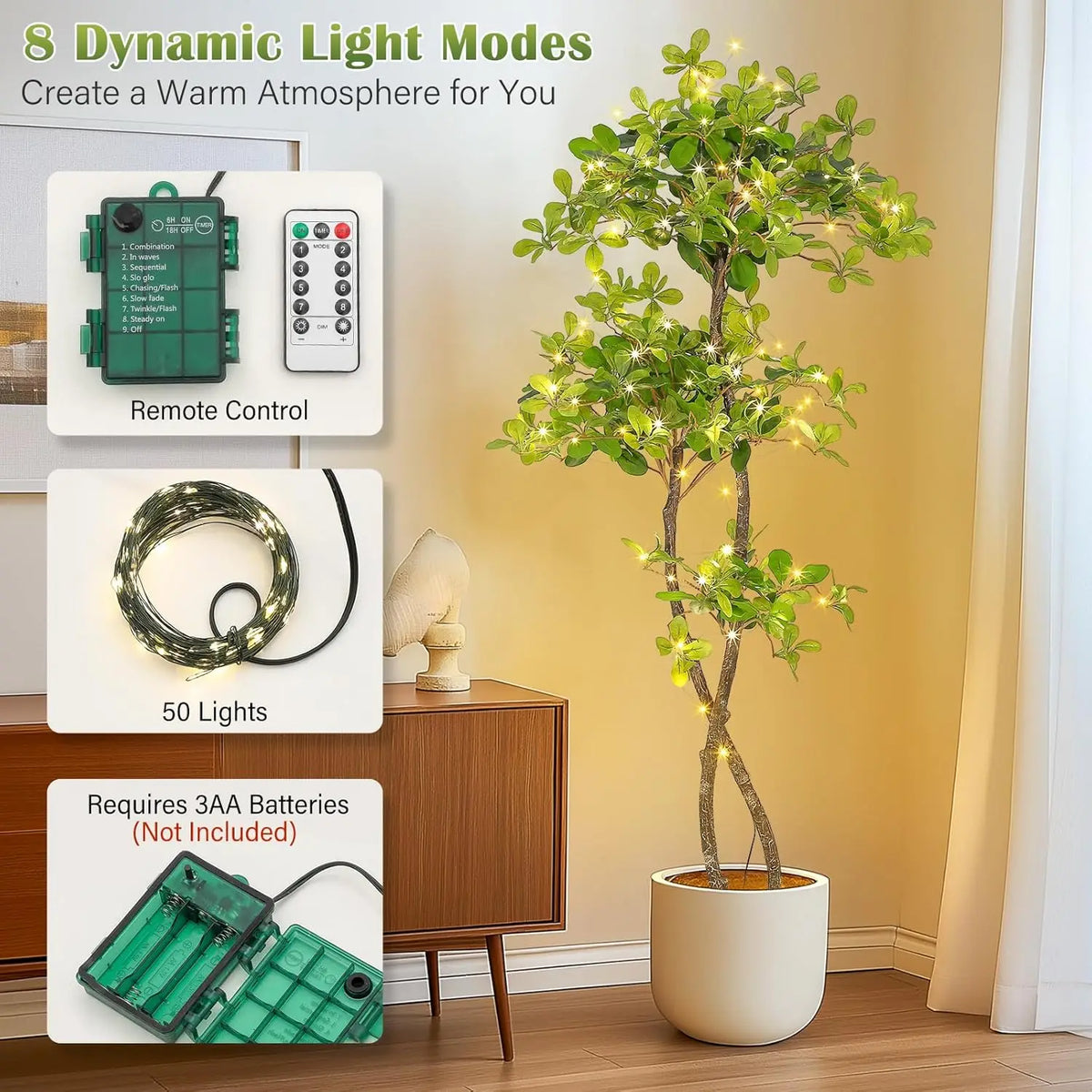 Artificial Black Olive Tree, Faux Olive Tree in Pot Fake Plants with Lights and Dimmer for Indoor Living Room Office Decor