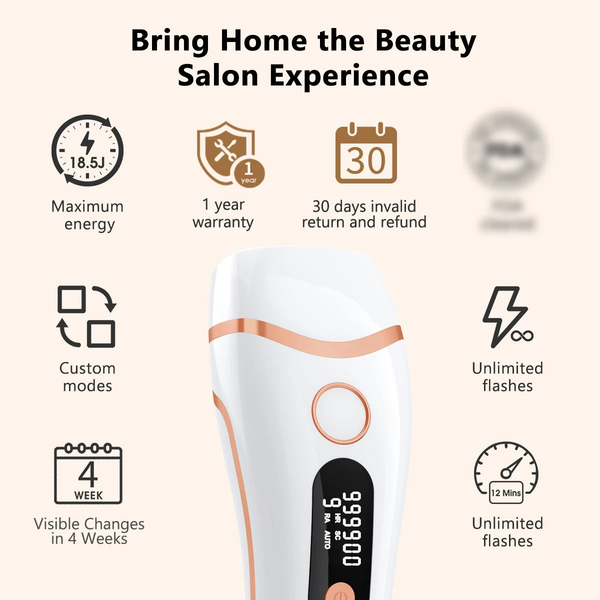 IPL Hair Removal Device With 999000 Flashes for Men and Women