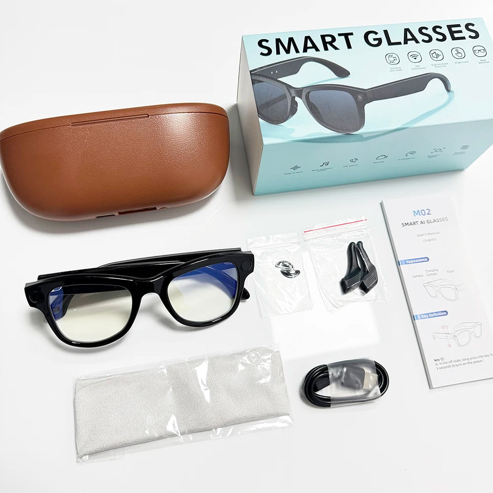 2026 Smart AI Glasses 1080P Camera 32GB Bluetooth Translation Charging Case
