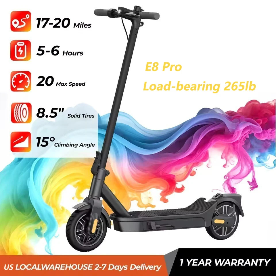 Foldable Electric Scooter High Speed E- Scooter 8.5" Tire Double Suspension 500W 30KM Long Range Fast Charging Adult Scooter