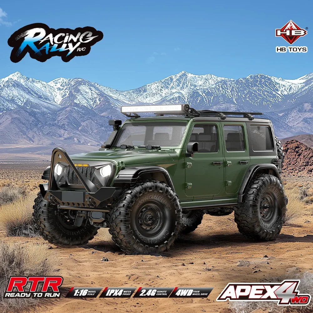 HB Model 1/16 RC Car 2.4G 4WD Off-Road Remote Control Cars with Colorful Lights Crawler Climbing Vehicle Toys for Adult