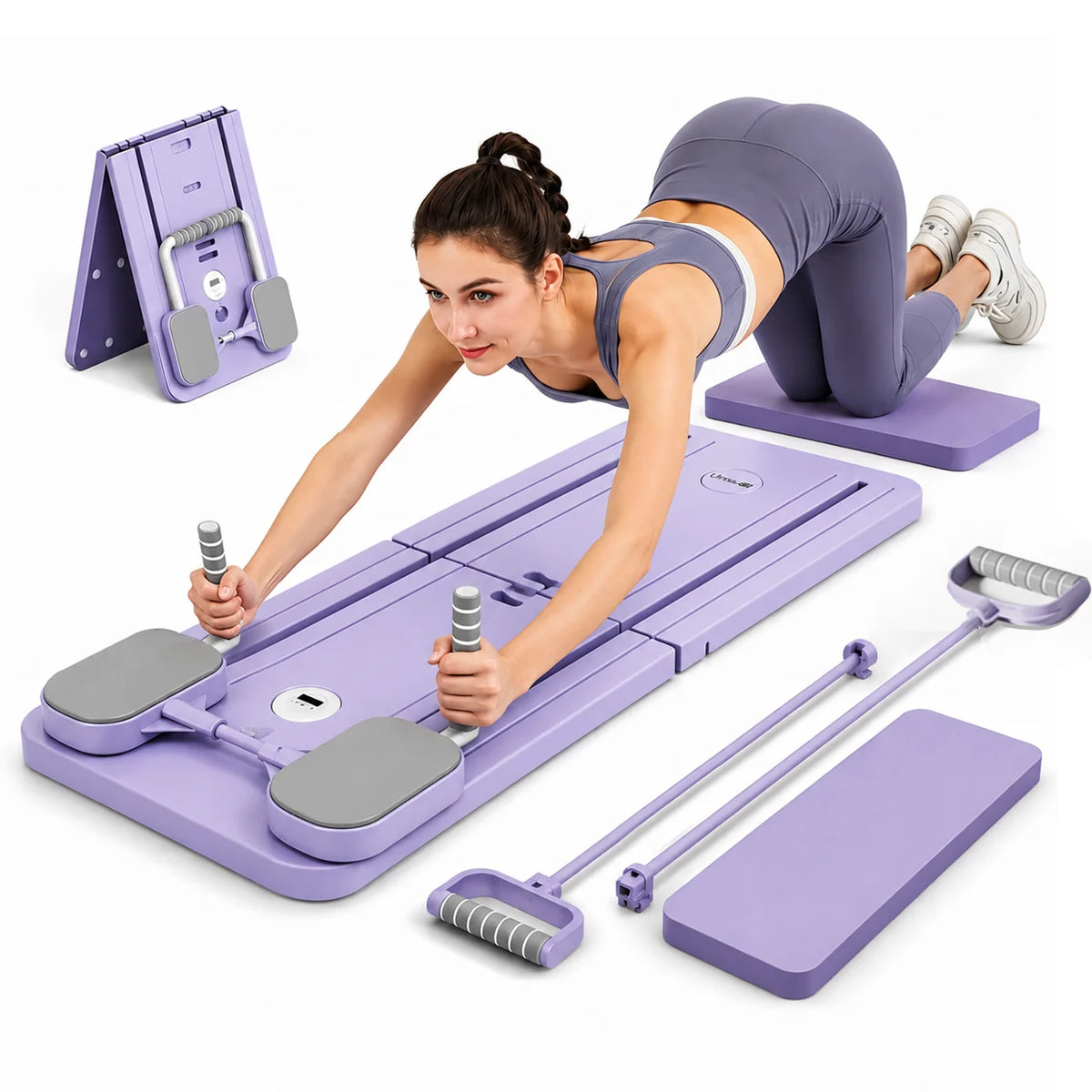 Foldable Pilates Board With Timer Resistance Tubes And Yoga Mat