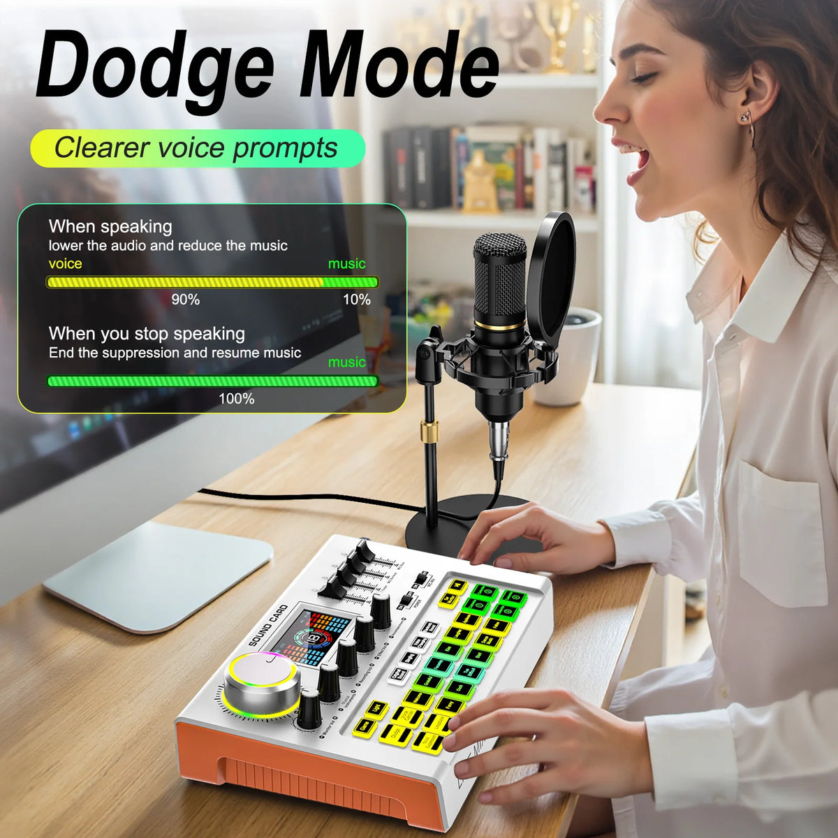 Tenlamp Y300 BM800 Live Sound Mixer Podcast Recording Bundle for 4 People