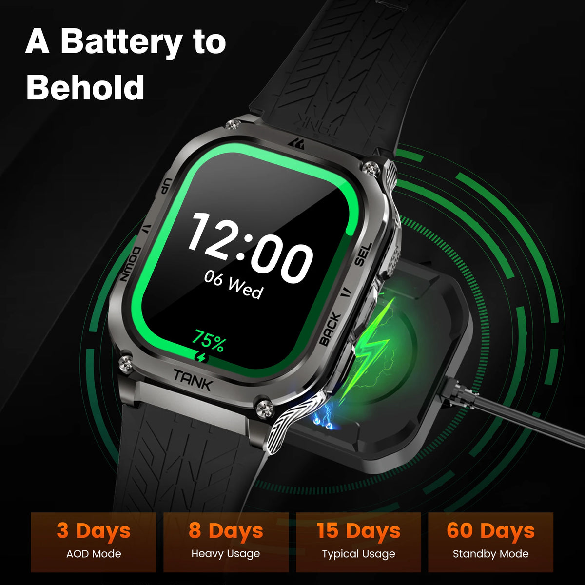 KOSPET Tank M3 AMOLED Smartwatch With Fitness Tracking And Bluetooth AOD
