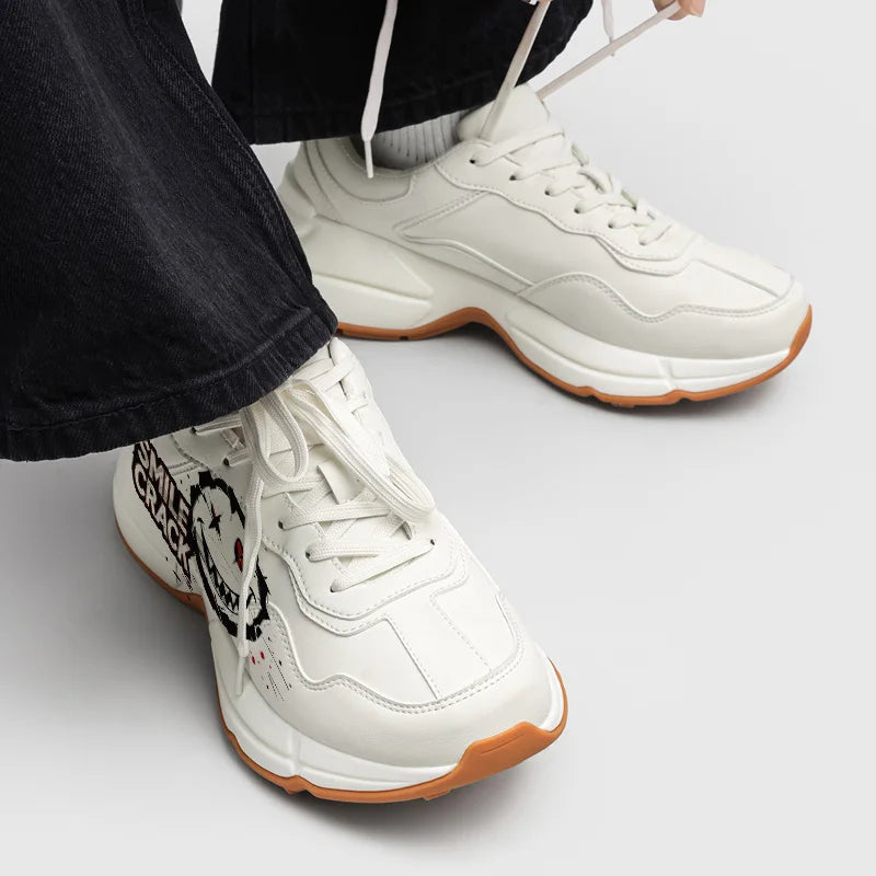 Mens Casual Sports Shoes Thick Sole Rubber Outsole Sneakers
