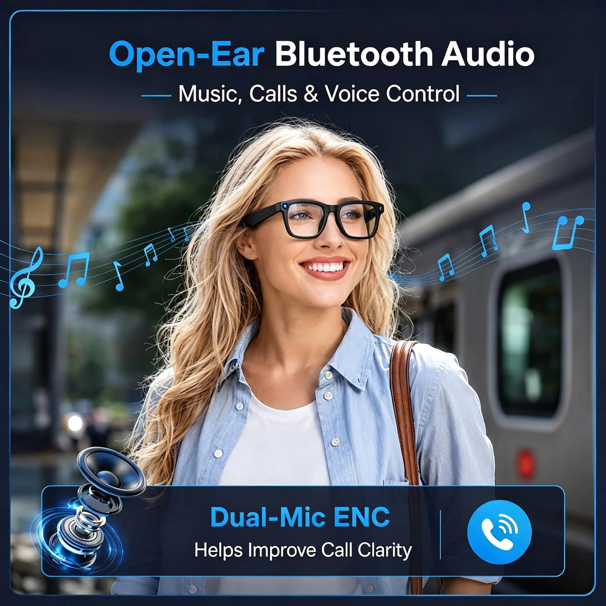 AI Smart Glasses With 4K Camera, Real Time Translation And Bluetooth Audio