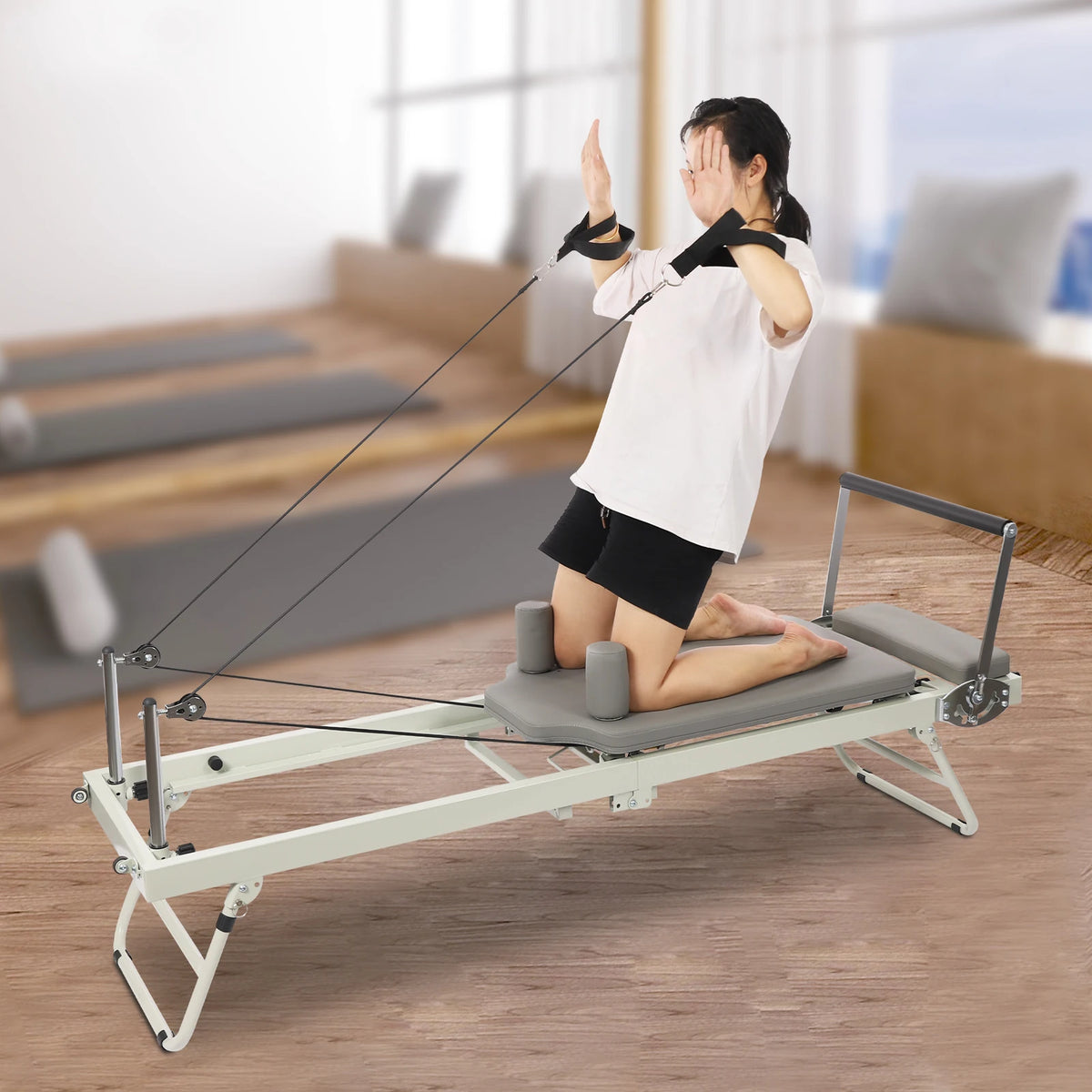 Foldable Pilates Reformer Machine Portable Home Fitness Equipment