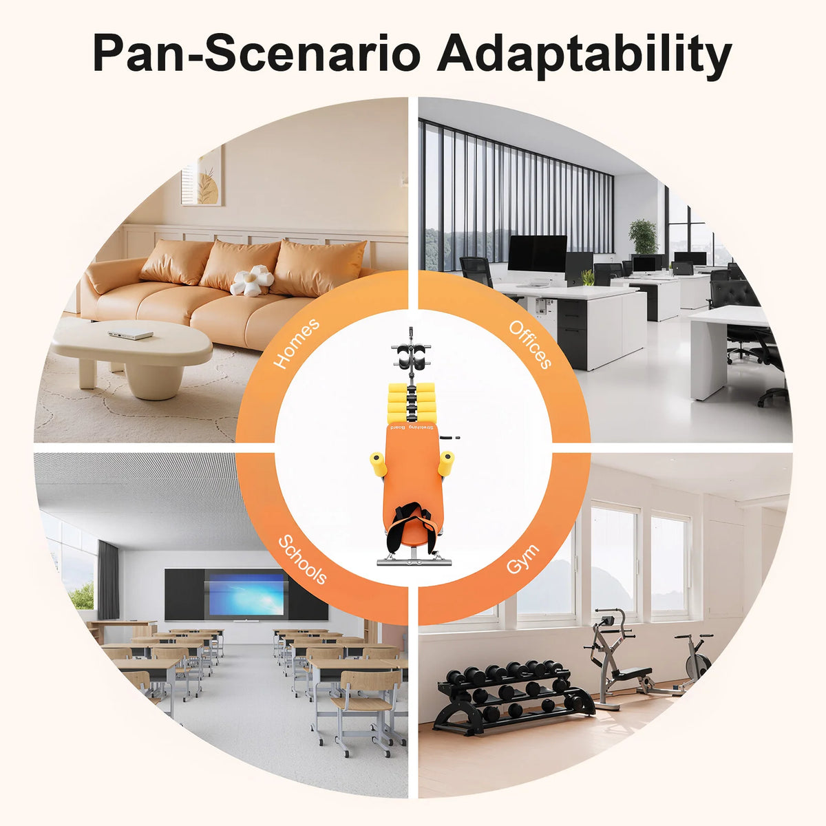 Back Stretch Bench – Adjustable 4.76-5.91ft – 286.6 Lbs – Traction & Decompression – U-Shape Footrest – Neck Back Relief – Orange Black