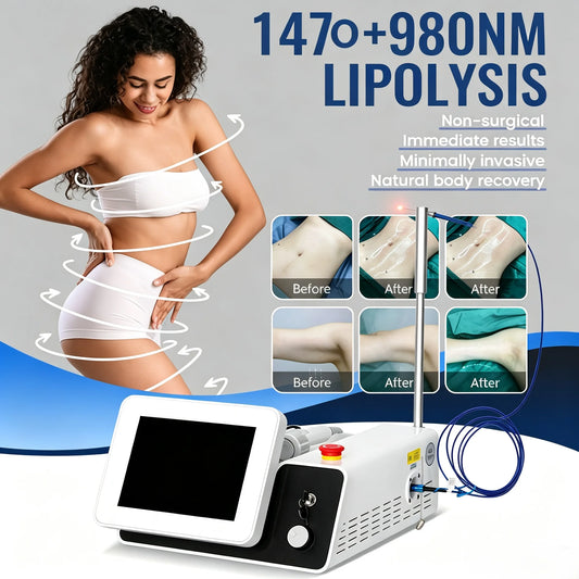 980nm+1470nm Diode Lase Lipolysis Machine Fat Dissolving Skin Firming Body Sculpting Facial Rejuvenation Weight Loss
