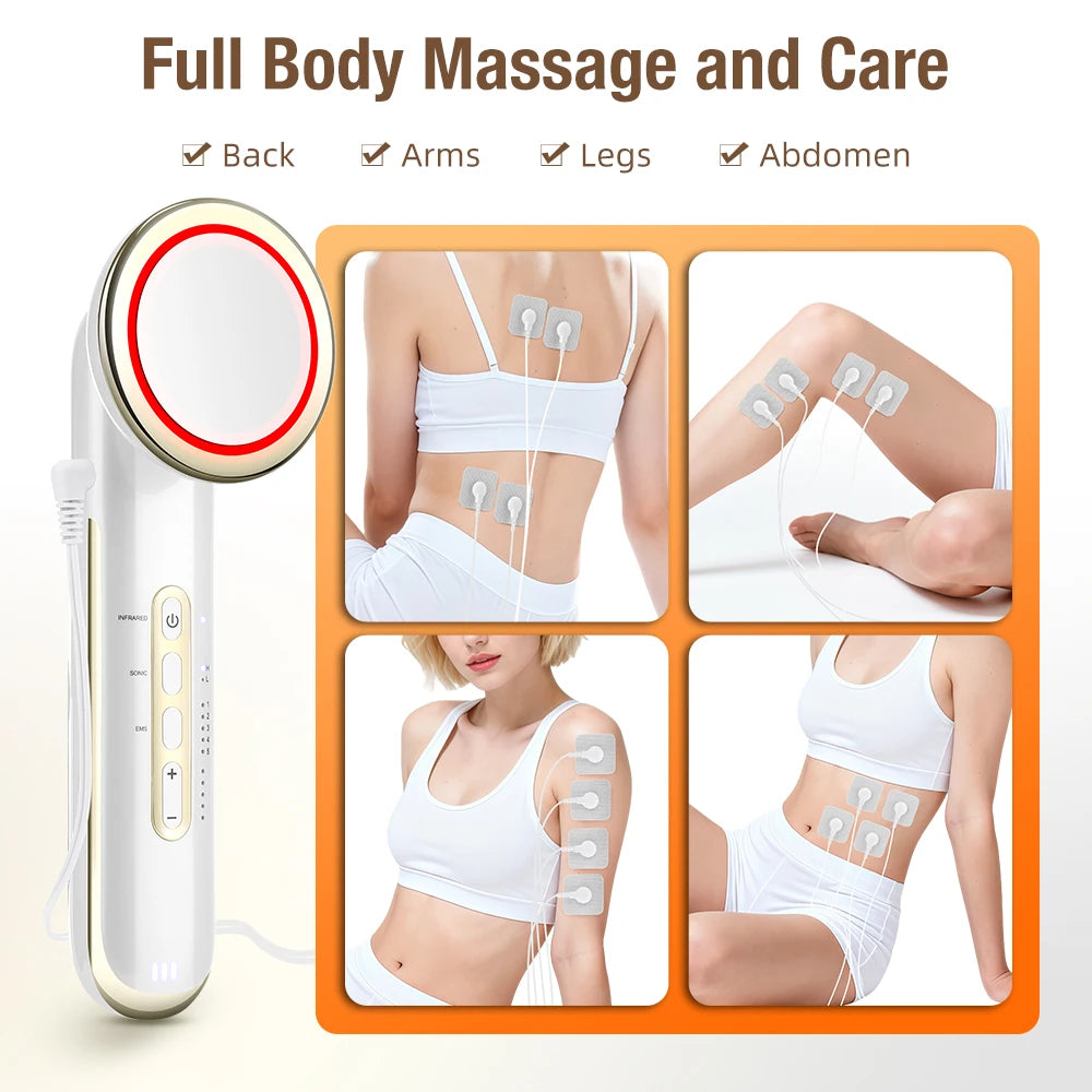 EMS Facial Beauty Device Ultrasonic Skin Care Machine Infrared Face Massager 5 Modes 5 Intensity USB Rechargeable for Women