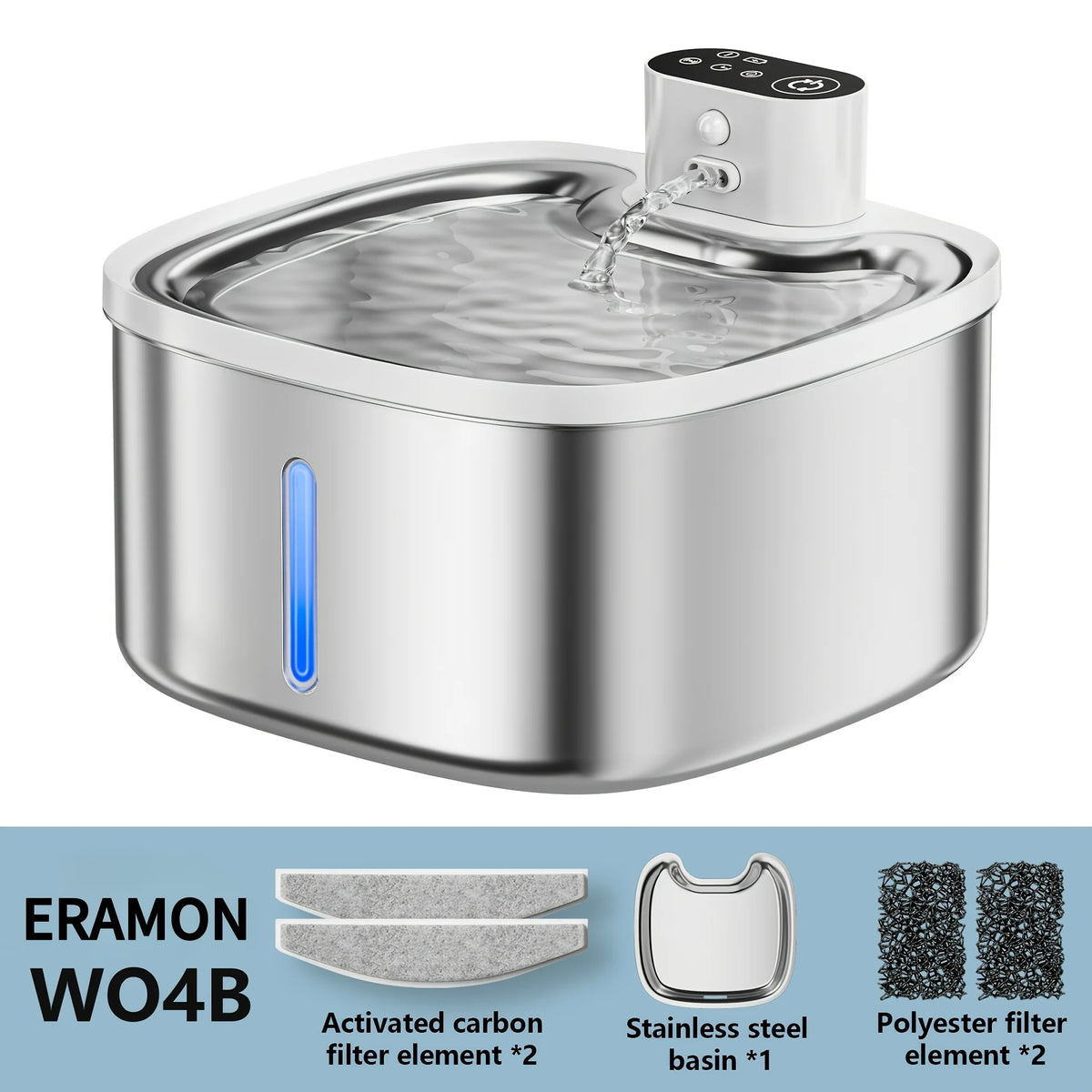 118 Oz Stainless Steel Smart Cat Water Fountain With Motion Sensor