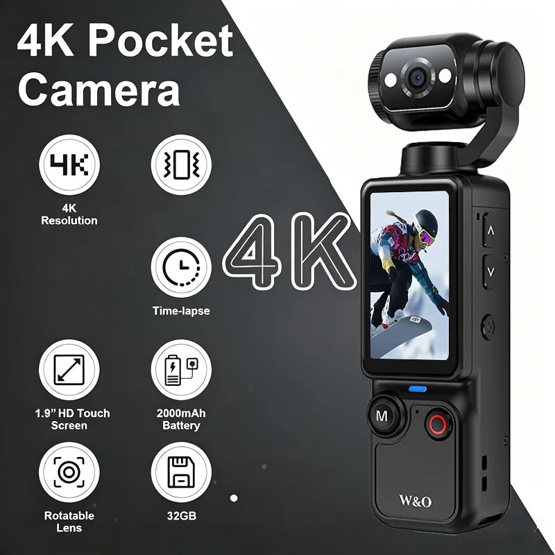 Ultra HD 4K Sports Camcorder with Flip Screen and 32GB Memory Card