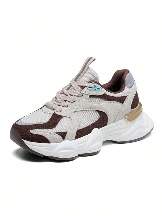 Women's Casual Sports Shoes, Stylish And Versatile Chunky Sneakers,Outdoor Travel Hiking Sports Shoes, Brown Urban Road Running Shoes