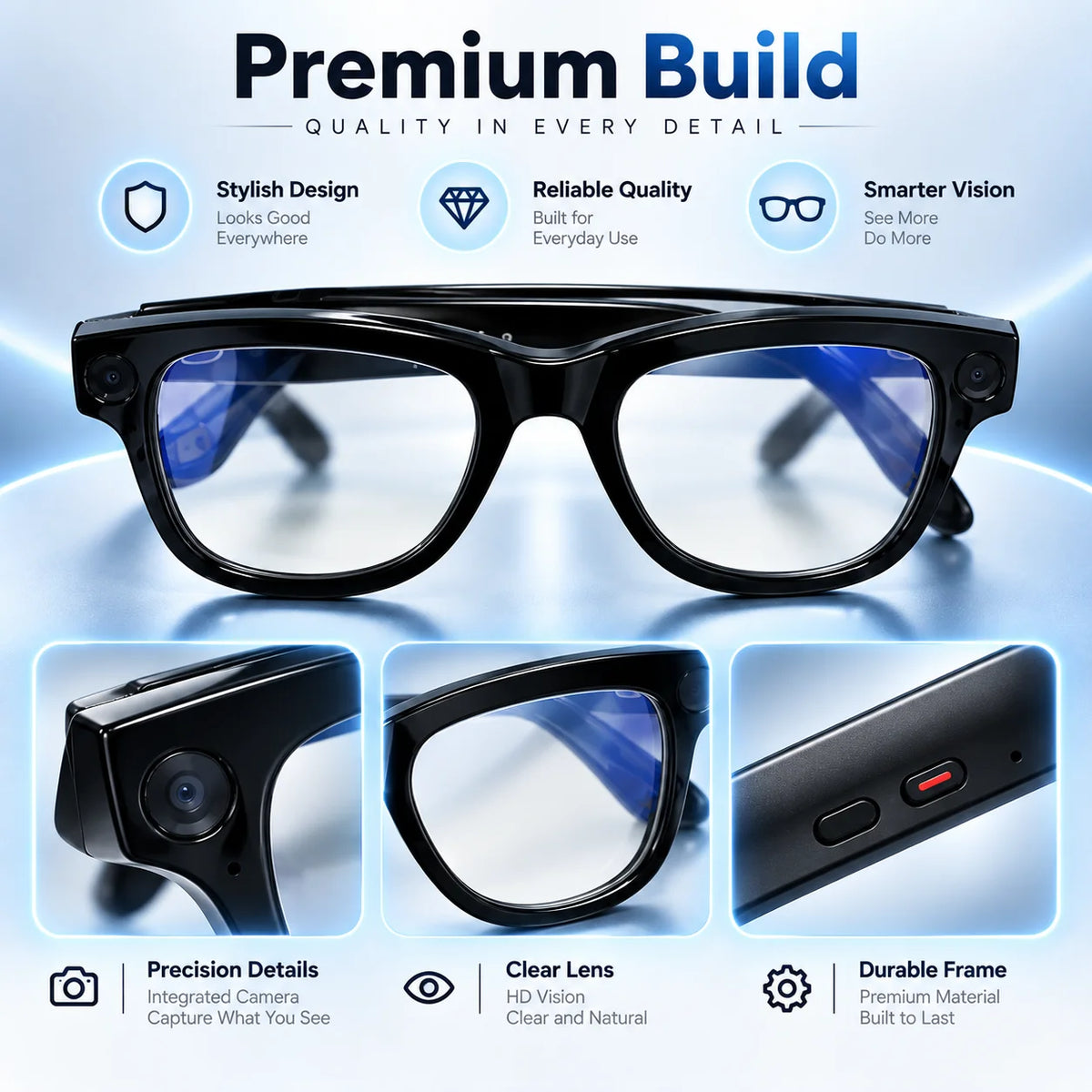 2026 Smart AI Glasses 1080P Camera 32GB Bluetooth Translation Charging Case