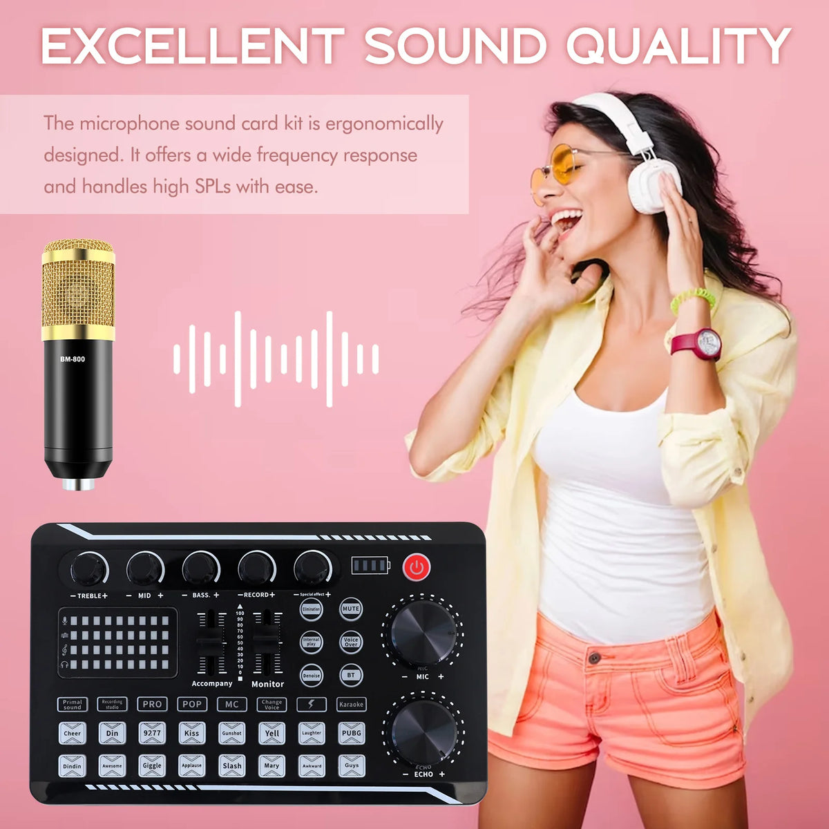 BM800 Home Studio Recording Kit with Condenser Microphone and Audio Mixer