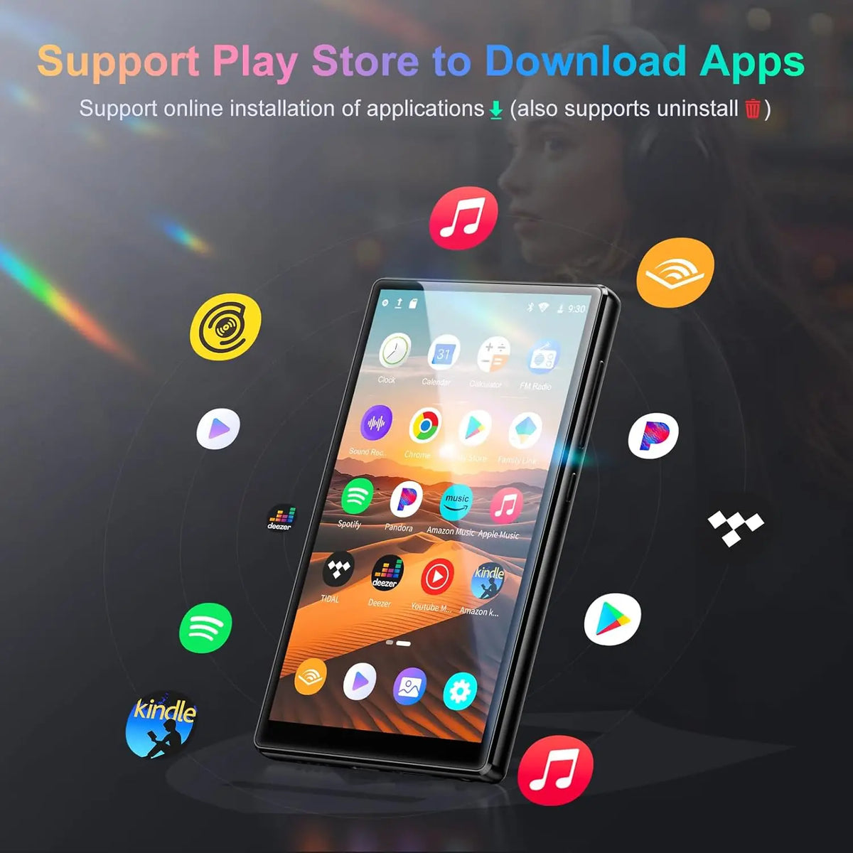 Android 13 MP3 Player 4.7 Inch 1080P Bluetooth WiFi 32GB 96GB 1TB