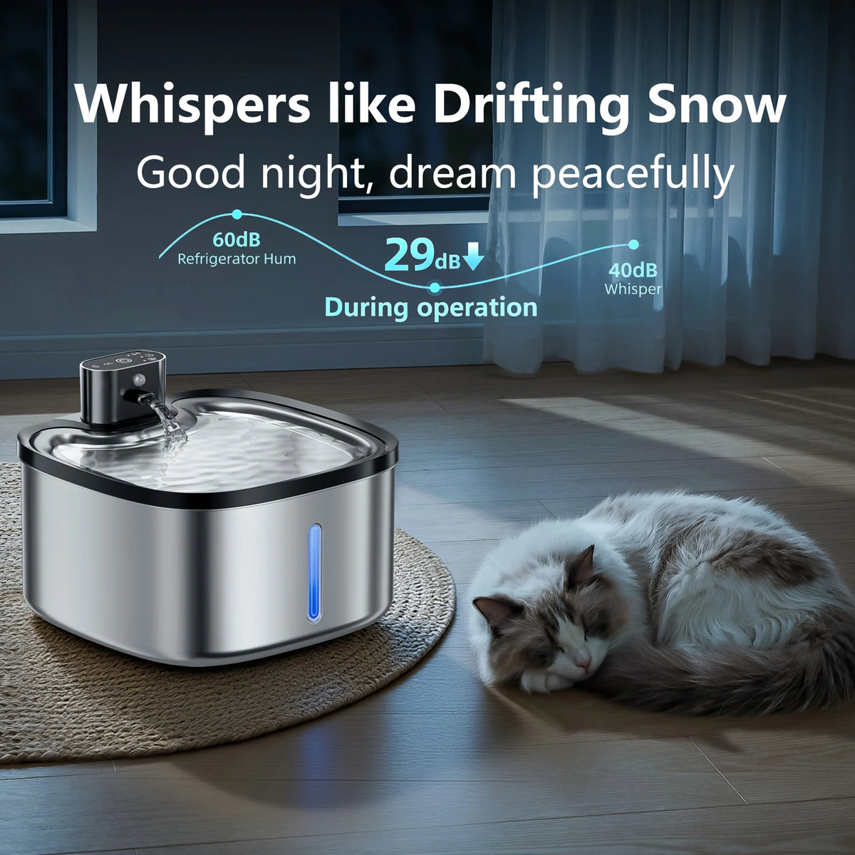 118 Oz Stainless Steel Smart Cat Water Fountain With Motion Sensor