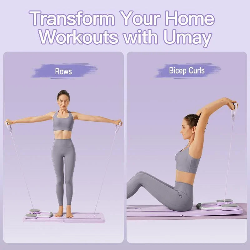 Foldable Pilates Board With Timer Resistance Tubes And Yoga Mat